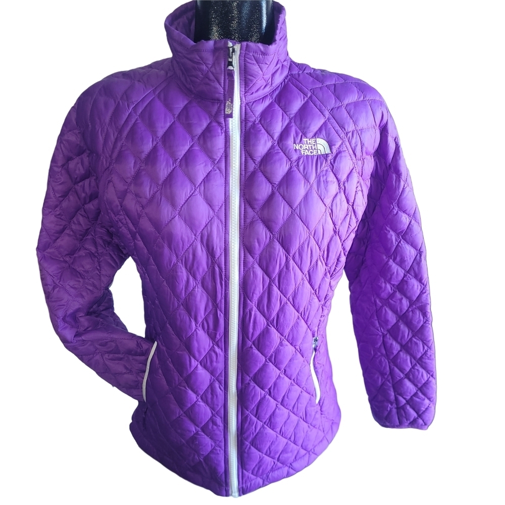 The North Face Girl's Quilted Thermoball Insulated Full-zip Purple Jacket XL